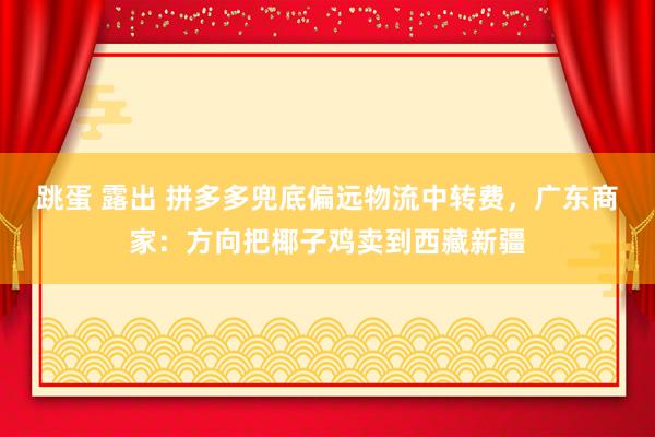 跳蛋 露出 拼多多兜底偏远物流中转费，广东商家：方向把椰子鸡卖到西藏新疆