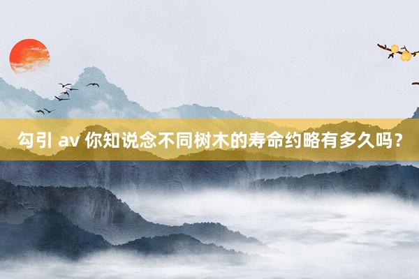 勾引 av 你知说念不同树木的寿命约略有多久吗?