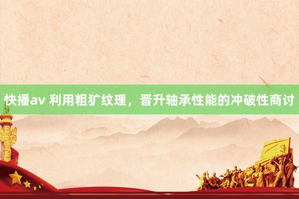 快播av 利用粗犷纹理，晋升轴承性能的冲破性商讨