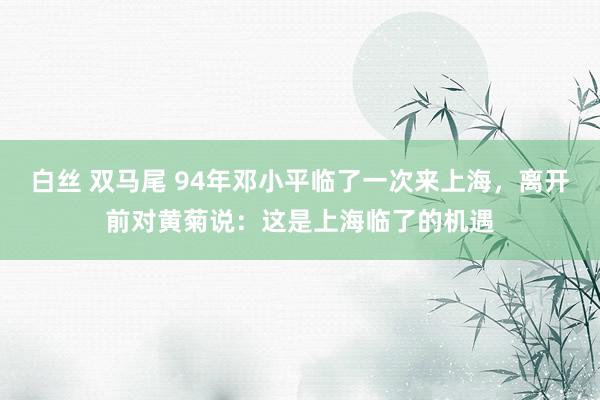 白丝 双马尾 94年邓小平临了一次来上海，离开前对黄菊说：这是上海临了的机遇
