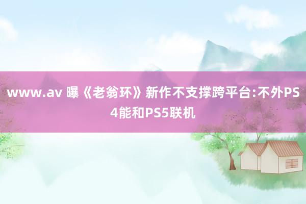 www.av 曝《老翁环》新作不支撑跨平台:不外PS4能和PS5联机