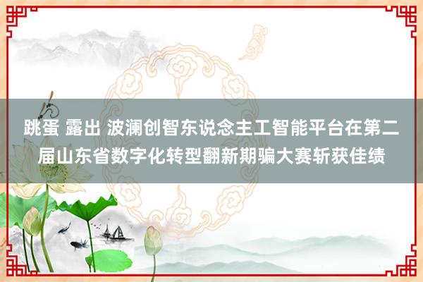 跳蛋 露出 波澜创智东说念主工智能平台在第二届山东省数字化转型翻新期骗大赛斩获佳绩