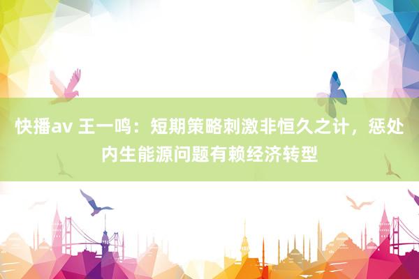 快播av 王一鸣：短期策略刺激非恒久之计，惩处内生能源问题有赖经济转型