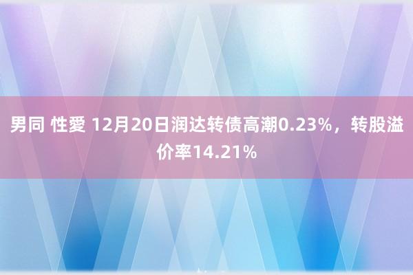 男同 性愛 12月20日润达转债高潮0.23%，转股溢价率14.21%