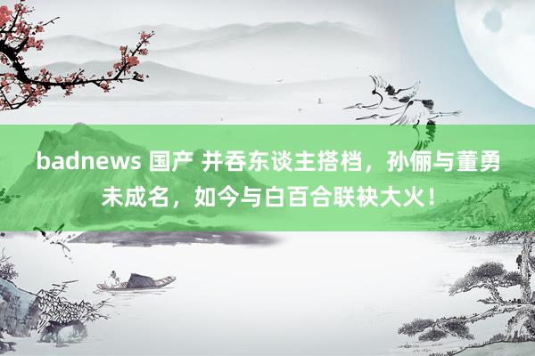 badnews 国产 并吞东谈主搭档，孙俪与董勇未成名，如今与白百合联袂大火！