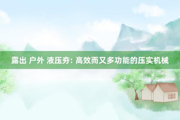 露出 户外 液压夯: 高效而又多功能的压实机械