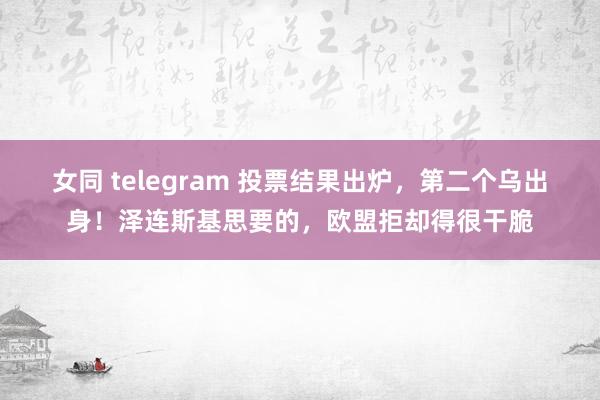 女同 telegram 投票结果出炉，第二个乌出身！泽连斯基思要的，欧盟拒却得很干脆