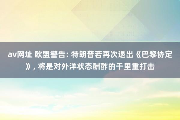 av网址 欧盟警告: 特朗普若再次退出《巴黎协定》， 将是对外洋状态酬酢的千里重打击
