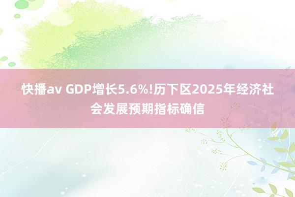 快播av GDP增长5.6%!历下区2025年经济社会发展预期指标确信