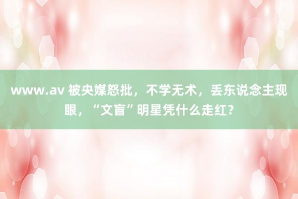 www.av 被央媒怒批，不学无术，丢东说念主现眼，“文盲”明星凭什么走红？