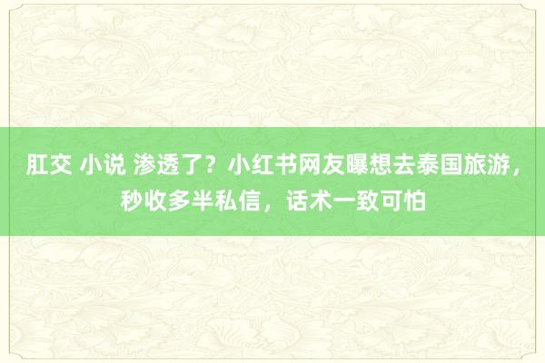 肛交 小说 渗透了？小红书网友曝想去泰国旅游，秒收多半私信，话术一致可怕