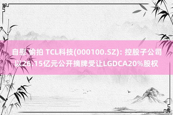 自慰 偷拍 TCL科技(000100.SZ): 控股子公司以26.15亿元公开摘牌受让LGDCA20%股权
