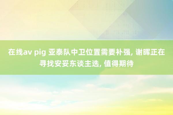 在线av pig 亚泰队中卫位置需要补强， 谢晖正在寻找安妥东谈主选， 值得期待