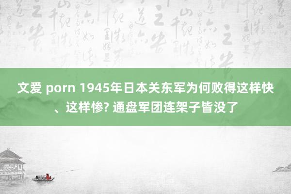 文爱 porn 1945年日本关东军为何败得这样快、这样惨? 通盘军团连架子皆没了