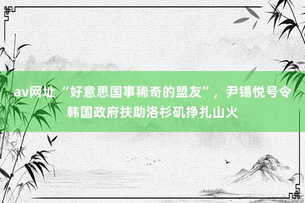 av网址 “好意思国事稀奇的盟友”，尹锡悦号令韩国政府扶助洛杉矶挣扎山火