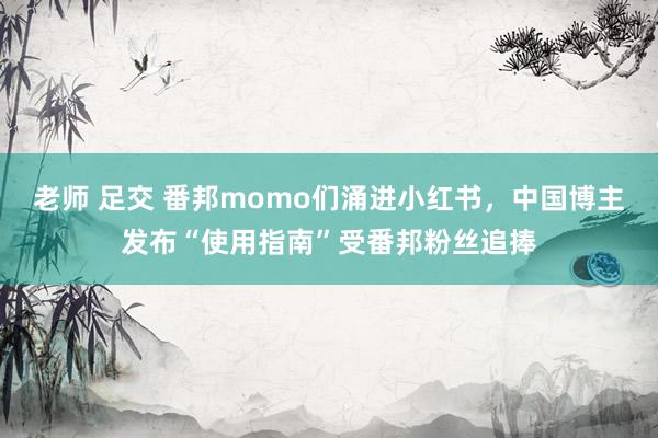 老师 足交 番邦momo们涌进小红书，中国博主发布“使用指南”受番邦粉丝追捧