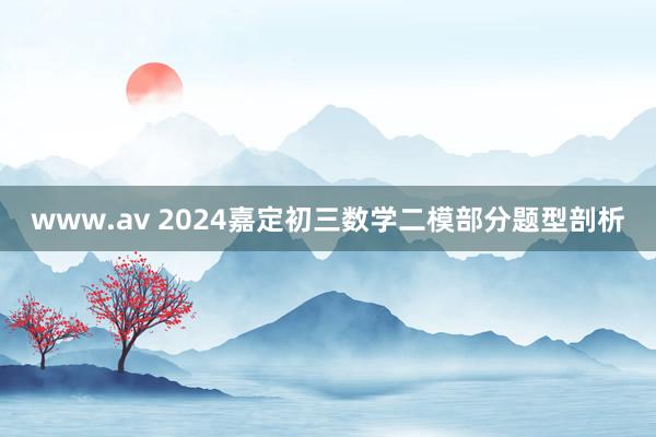 www.av 2024嘉定初三数学二模部分题型剖析