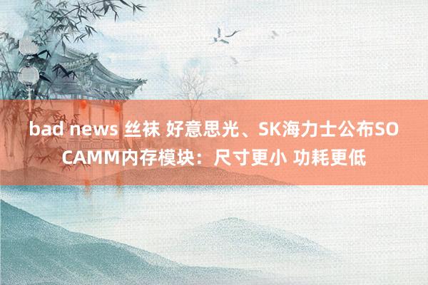bad news 丝袜 好意思光、SK海力士公布SOCAMM内存模块：尺寸更小 功耗更低
