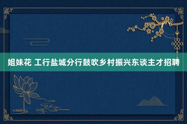 姐妹花 工行盐城分行鼓吹乡村振兴东谈主才招聘
