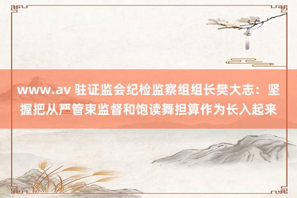www.av 驻证监会纪检监察组组长樊大志：坚握把从严管束监督和饱读舞担算作为长入起来