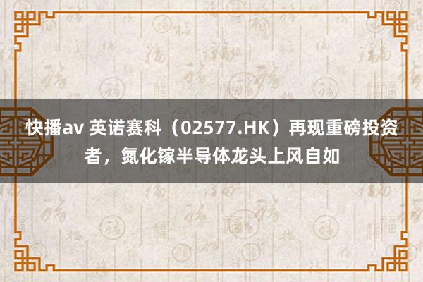 快播av 英诺赛科（02577.HK）再现重磅投资者，氮化镓半导体龙头上风自如