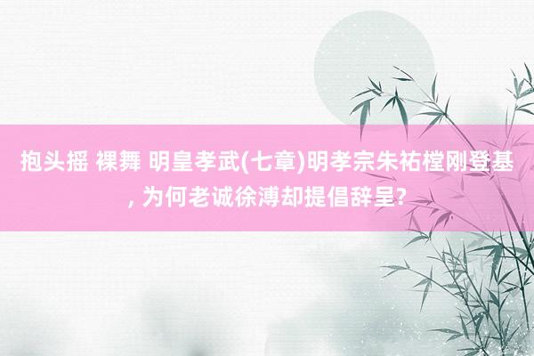 抱头摇 裸舞 明皇孝武(七章)明孝宗朱祐樘刚登基， 为何老诚徐溥却提倡辞呈?