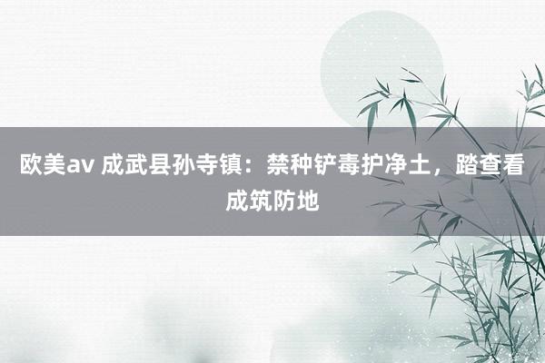 欧美av 成武县孙寺镇：禁种铲毒护净土，踏查看成筑防地