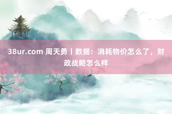 38ur.com 周天勇丨数据：消耗物价怎么了，财政战略怎么样