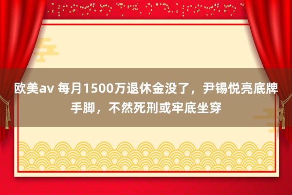 欧美av 每月1500万退休金没了，尹锡悦亮底牌手脚，不然死刑或牢底坐穿
