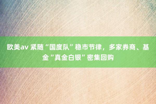 欧美av 紧随“国度队”稳市节律，多家券商、基金“真金白银”密集回购