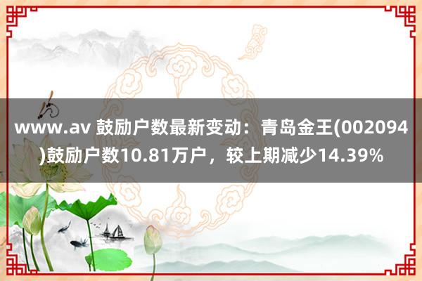 www.av 鼓励户数最新变动：青岛金王(002094)鼓励户数10.81万户，较上期减少14.39%