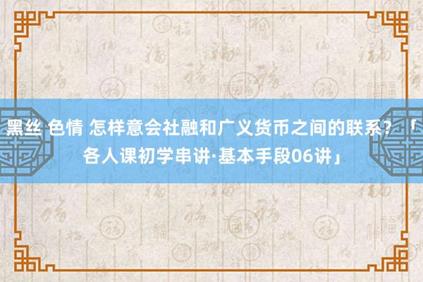 黑丝 色情 怎样意会社融和广义货币之间的联系？「各人课初学串讲·基本手段06讲」